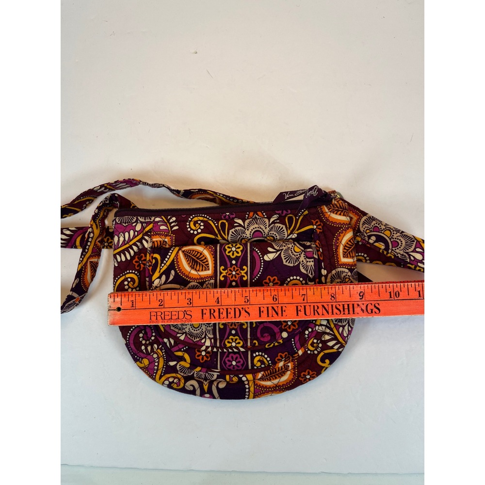 Vera Bradley Plum Crazy Paisley Quilted Cotton Crossbody Bag Purple Orange - Picture 5 of 8